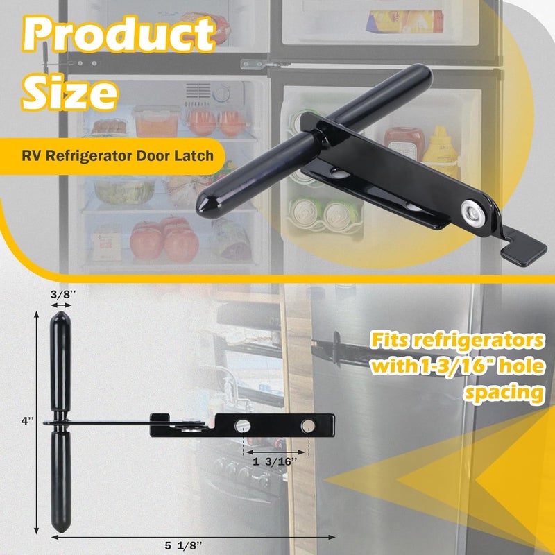 Qagea RV Refrigerator Door Latch, Fridge Travel Lock Fits 1-3/16" Hole Spacing （2 Pcs） - Image 4